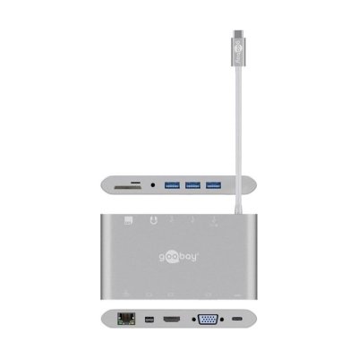 Goobay USB-C™ Multiport-Adapter All in 1 Aluminium, silber