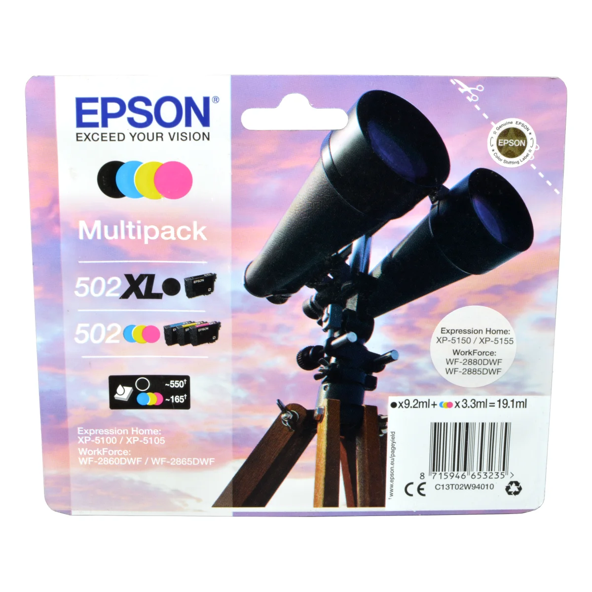 4 Epson Tinten C13T02W940  502XL/502  4-farbig