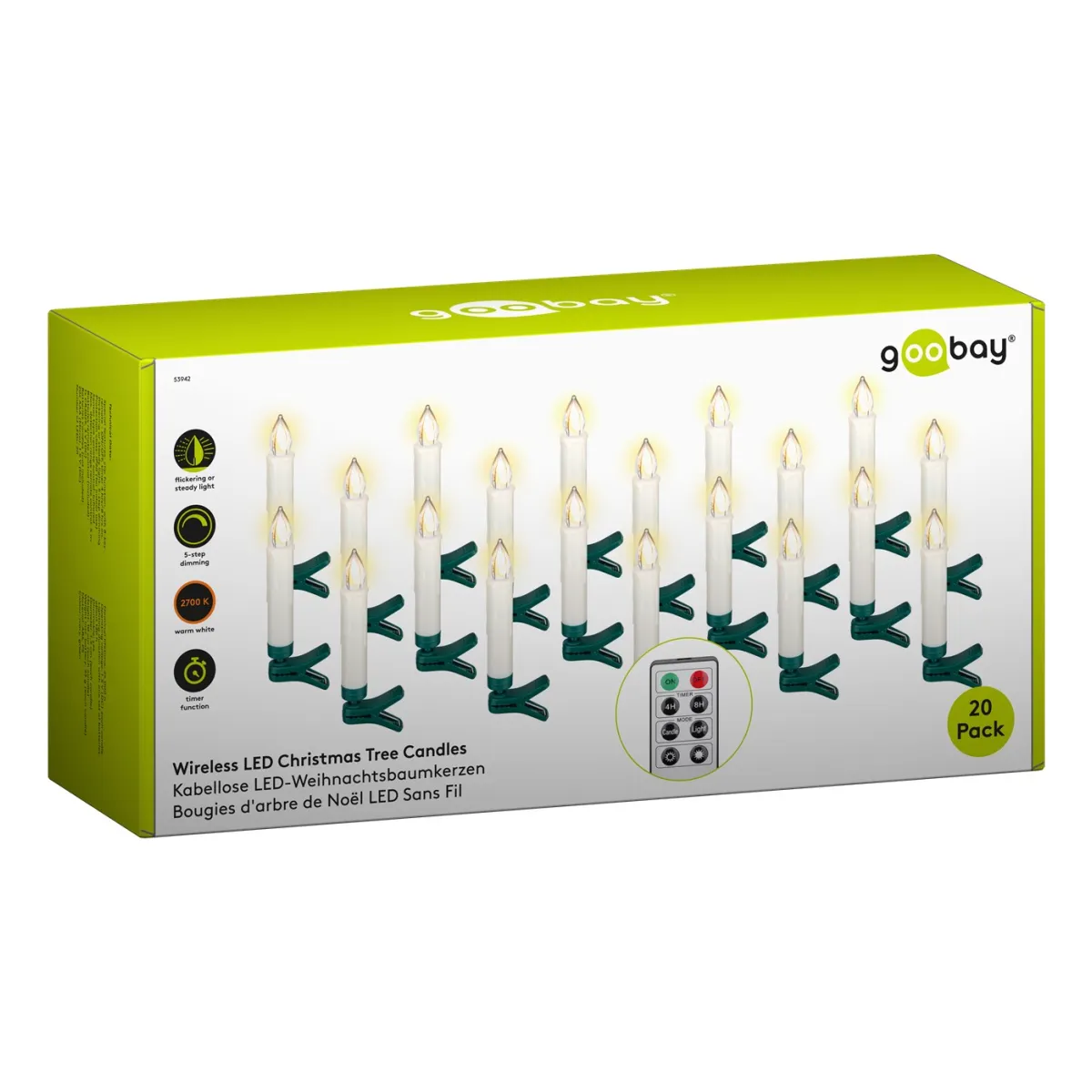Goobay 20 kabellose LED-Weihnachtsbaumkerzen