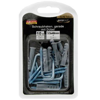 Masterproof Schraubhaken-Set 'gerade' , 8mm