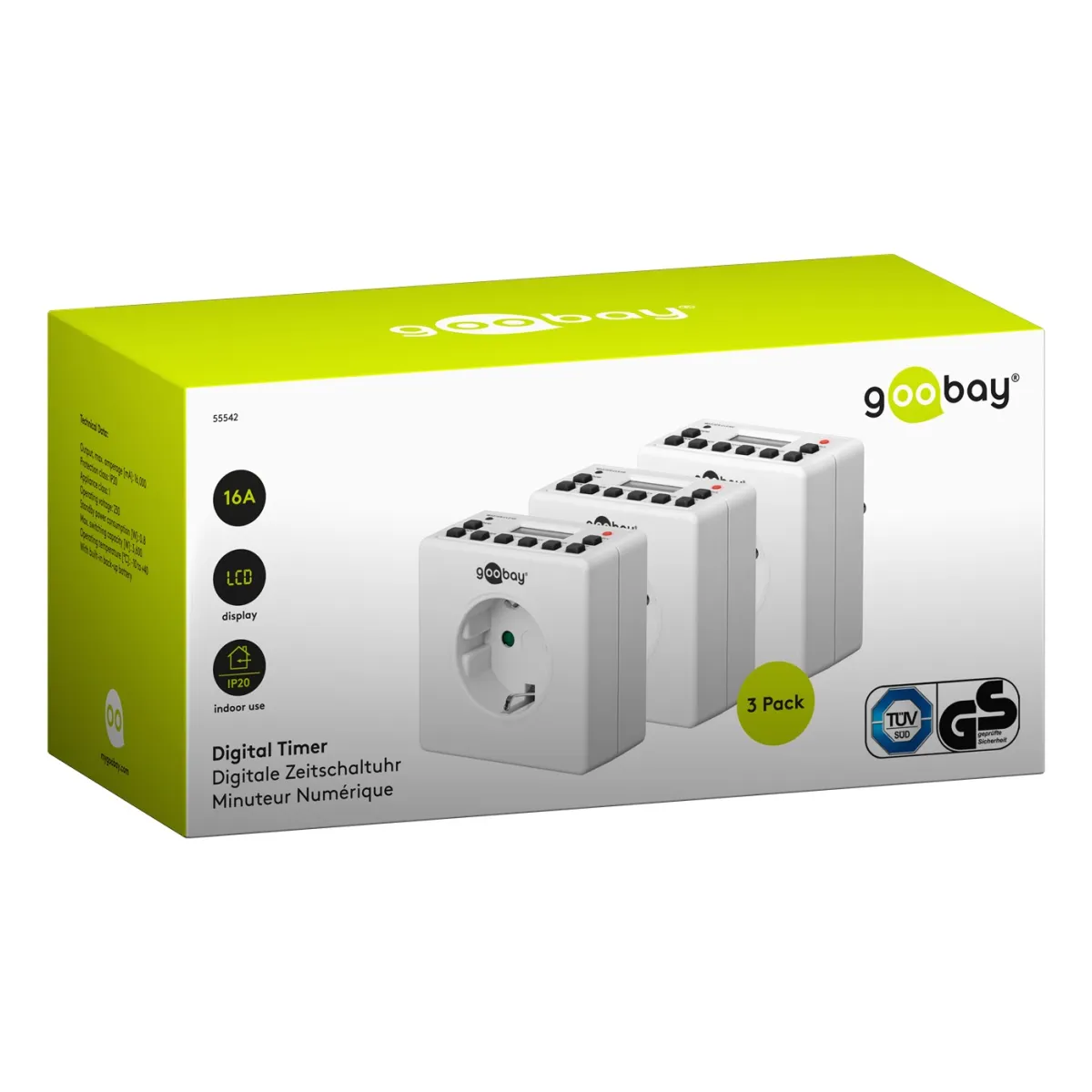 Goobay 3er-Set: Digitale Zeitschaltuhr