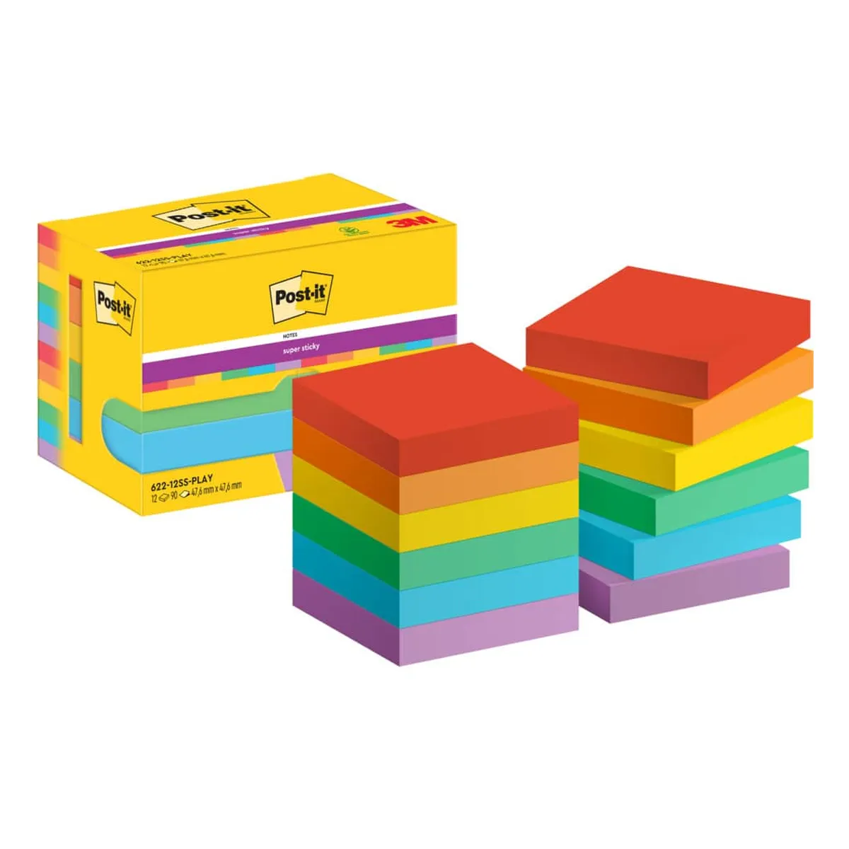 POST-IT Haftnotizblock Playful - 47,6 x 47,6 mm, 12x 90 Blatt, sortiert