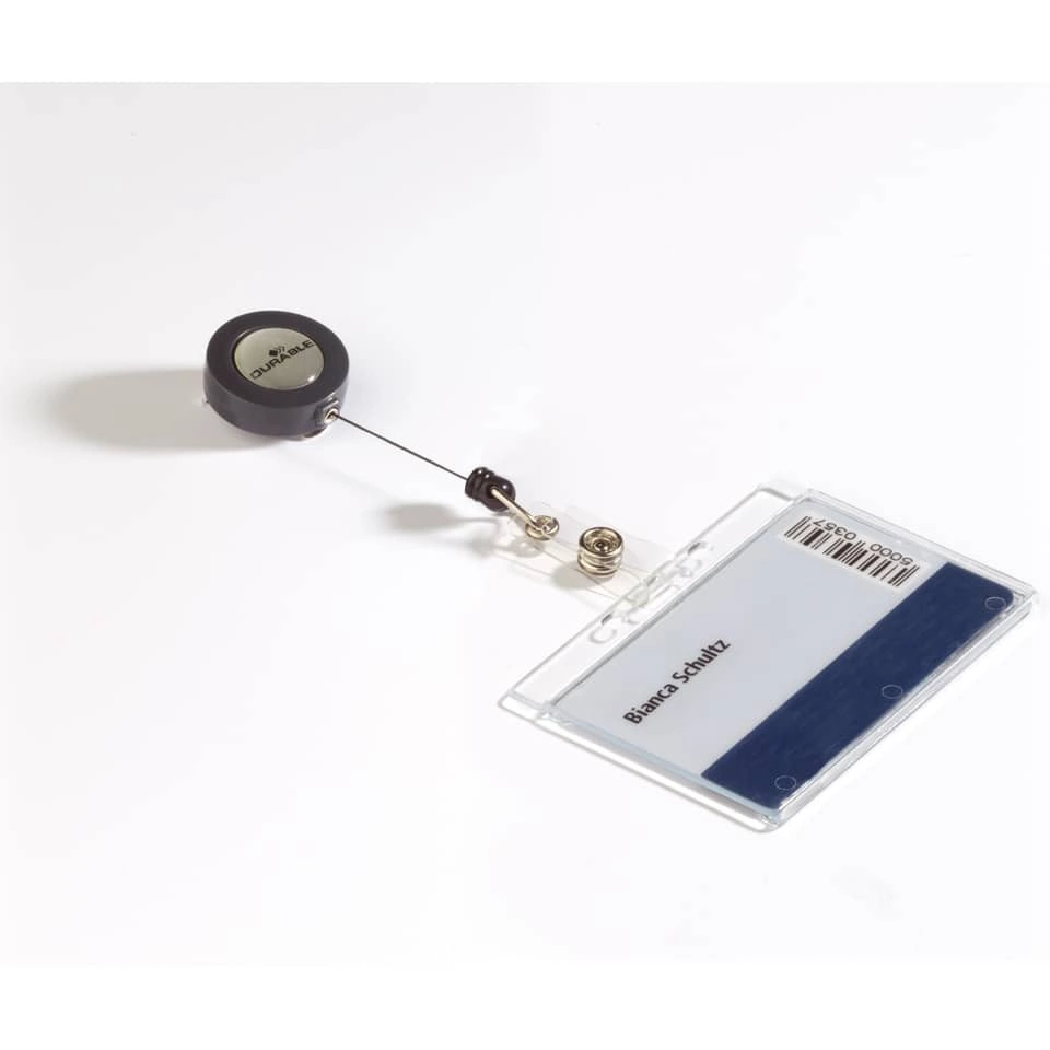 Durable Namensschild Hartbox mit Ausweiskartenhalter, transparent, 85 x 54 mm