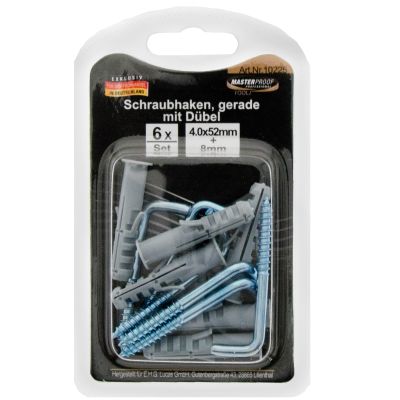 Masterproof Schraubhaken-Set 'gerade' , 8mm