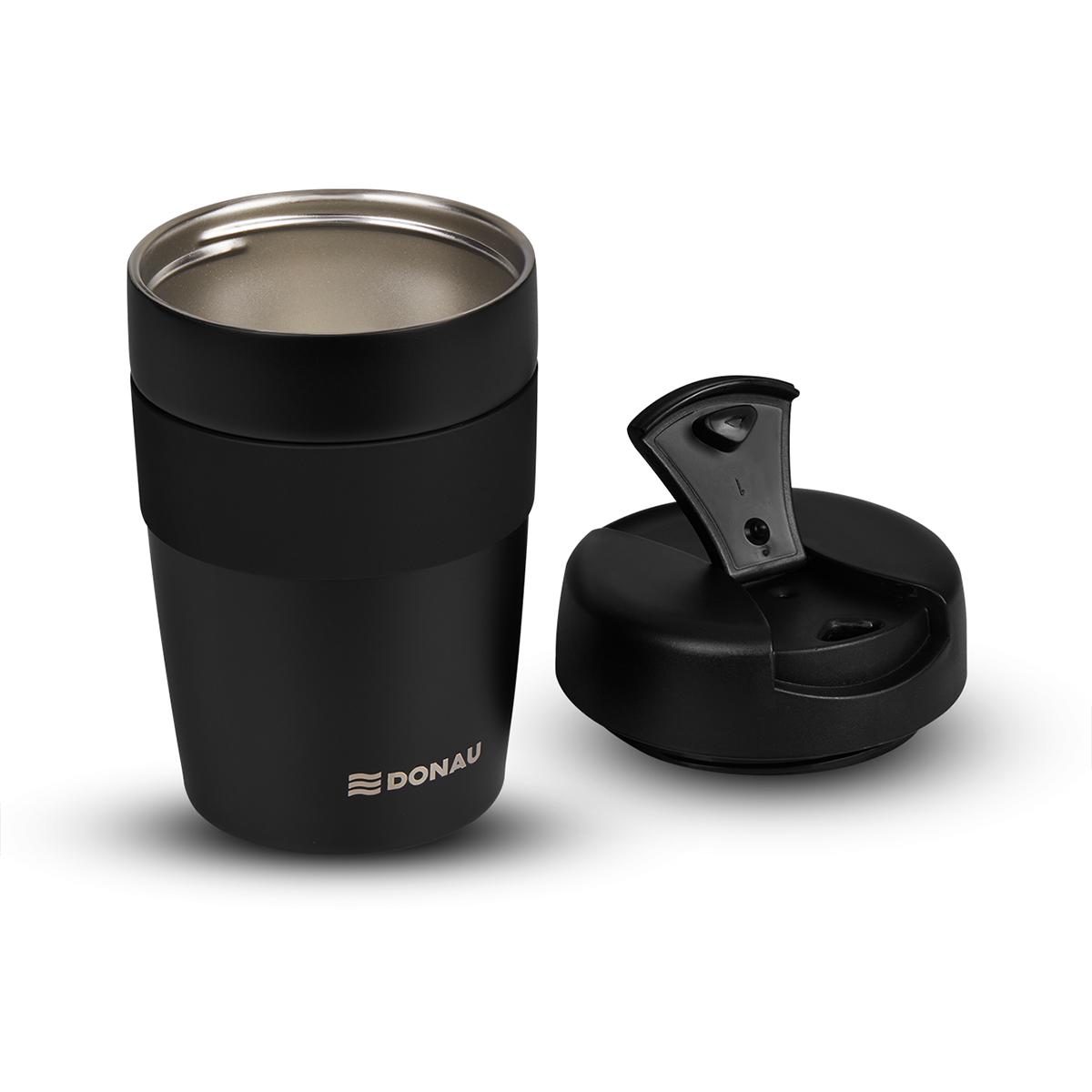 DONAU Thermobecher - 350 ml, Edelstahl, schwarz
