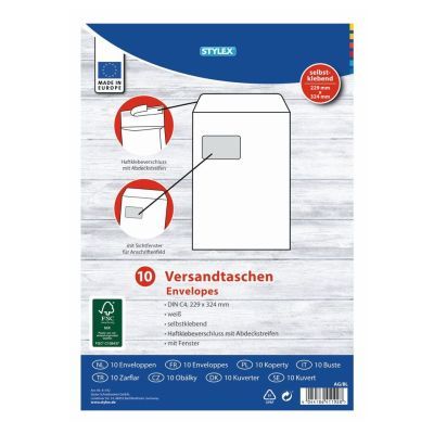 Versandtaschen, DIN C4, mit Fenster, 10 Stück, FSC