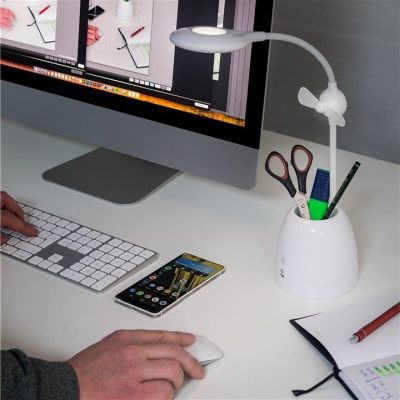 LED Schreibtischleuchte Fan + Pen Box