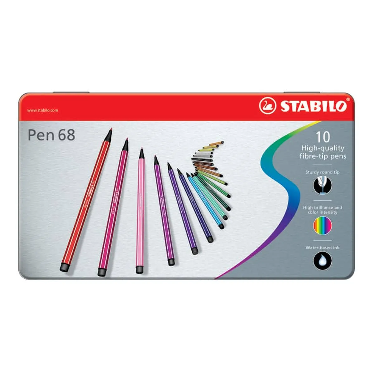 STABILO® Premium-Filzstift - Pen 68 - 10er Metalletui - mit 10 verschieden Farben