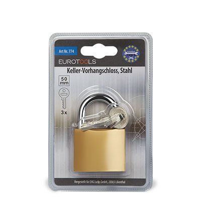 Eurotools Keller-Vorhangschloss, Stahl, 50mm