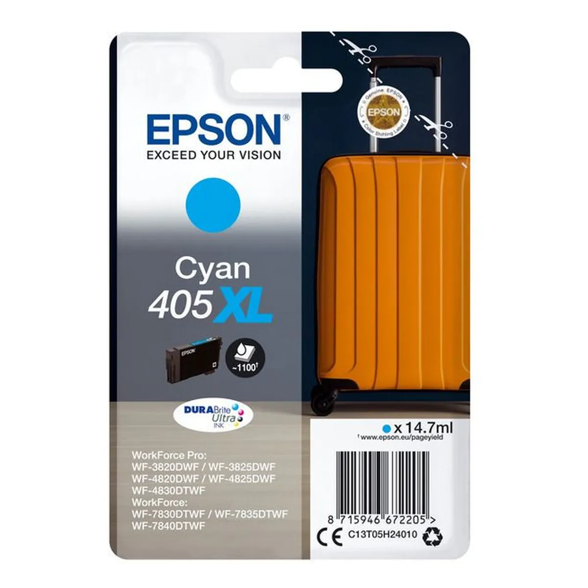 Druckerpatrone Epson 405 XL cyan 14,7 ml | 1.100 Seiten (C13T05H24010)