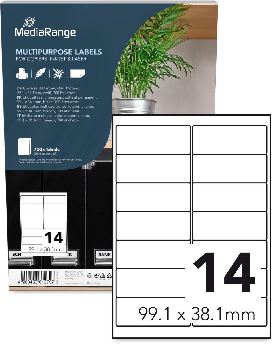MediaRange Universal-Etiketten, 99,1x38,1 mm, 700 Stück