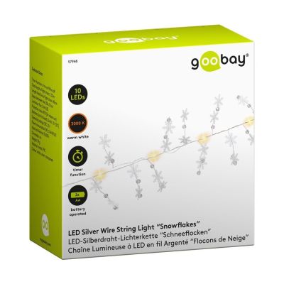 10er LED-Silberdraht-Lichterkette 'Schneeflocken'