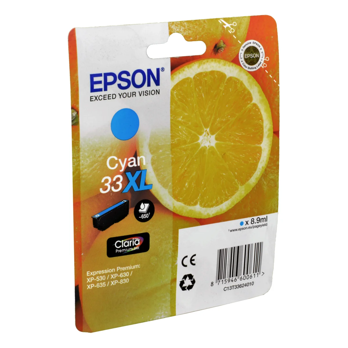 Epson 33XL Druckerpatrone cyan 8,9 ml | 650 Seiten (C13T33624010)