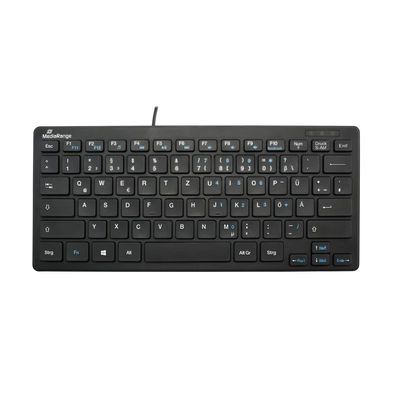 MediaRange kabelgebundene Kompakt-Tastatur mit 78 ultraflachen Tasten, QWERTZ, schwarz