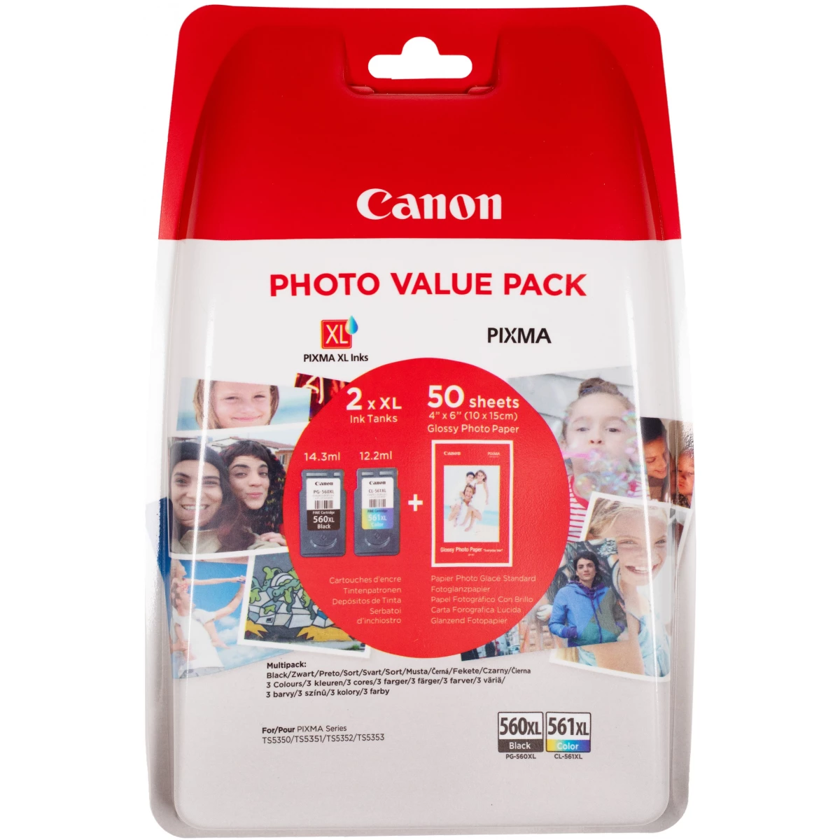 Canon XL ValuePack 'PG-560 /CL 561' schwarz/farbig 26,5 ml +50 Blatt 10x15