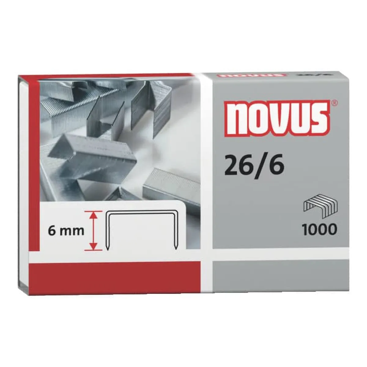 Novus Heftklammern Nr. 26/6 - Stahldraht, verzinkt, 1000 Stück