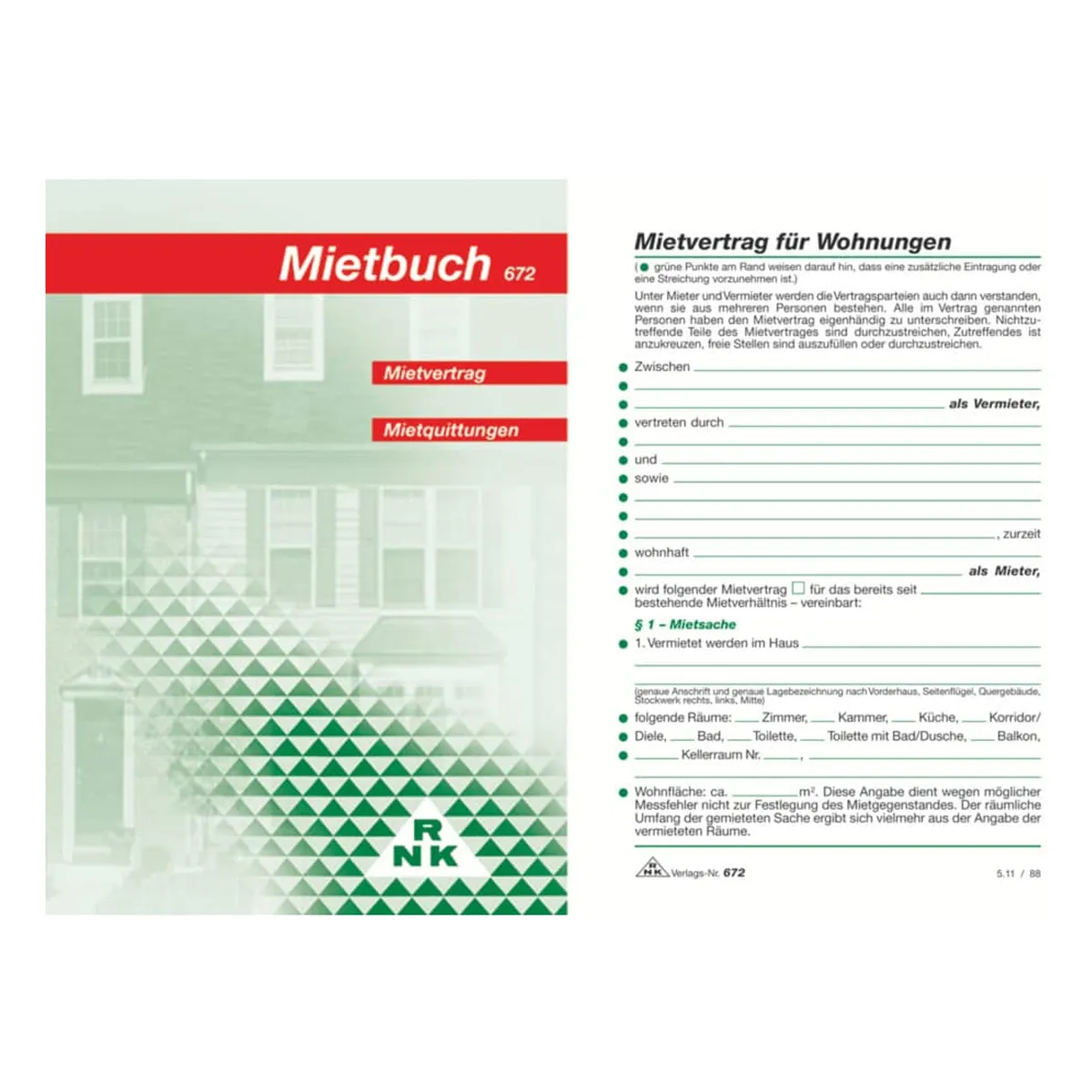 RNK Verlag Mietbuch Wohnungsmietvertrag, 32 Seiten, Maße (BxH): 12 x 17 cm