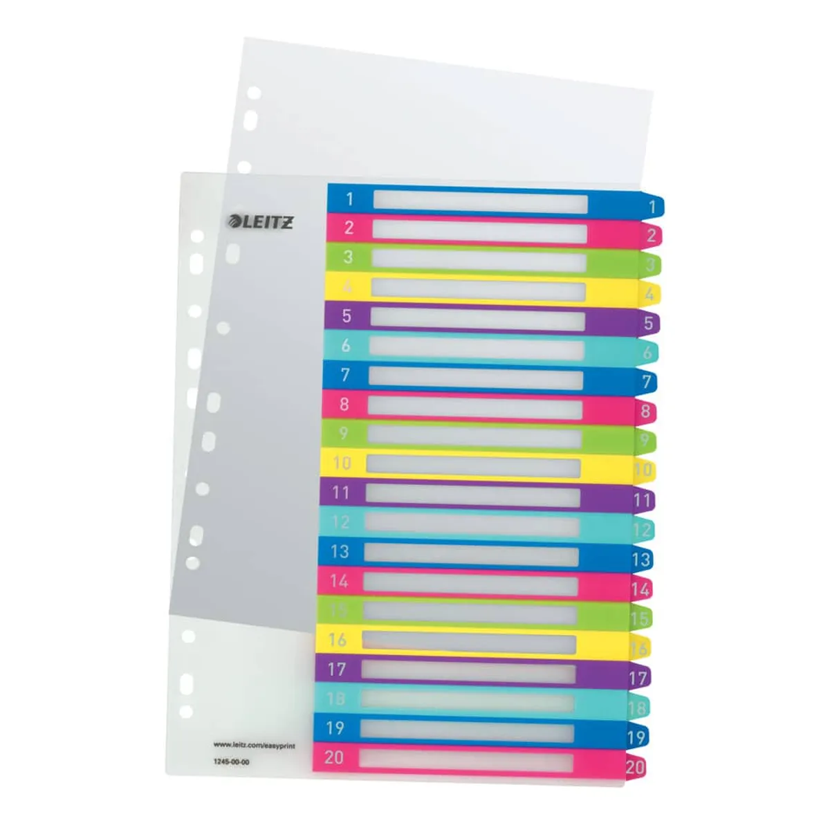 LEITZ Register Serie WOW - 1-20, A4 Überbreite, 20 Blatt, farbig