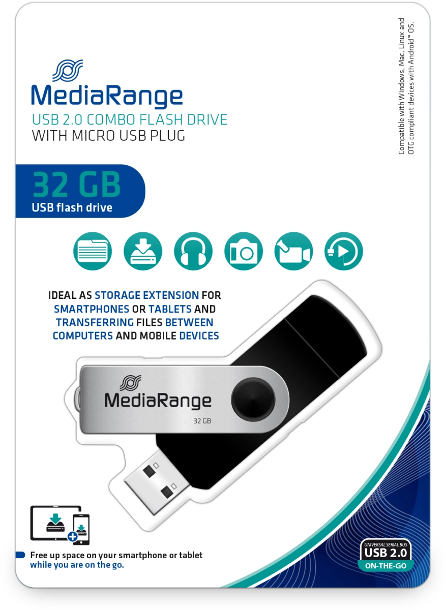 MediaRange USB Kombo-Speicherstick mit Micro USB (OTG) Stecker 32 GB