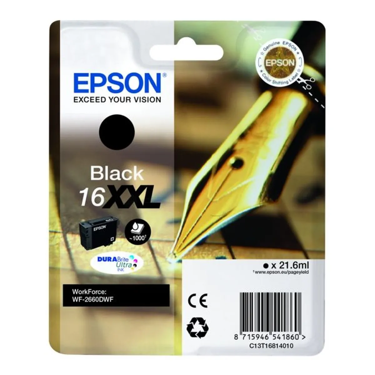 Druckerpatrone Epson 16XXL schwarz 22 ml | 1.000 Seiten (C13T16814010)