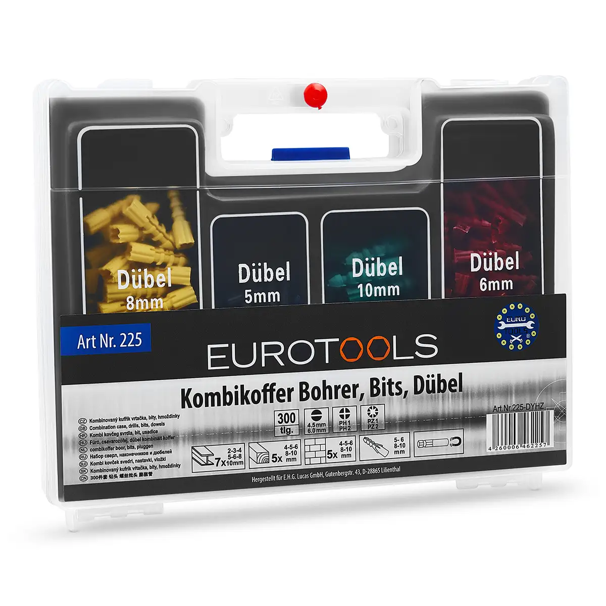 Eurotools Bit-Bohrer-Dübelsatz, 300-tlg.