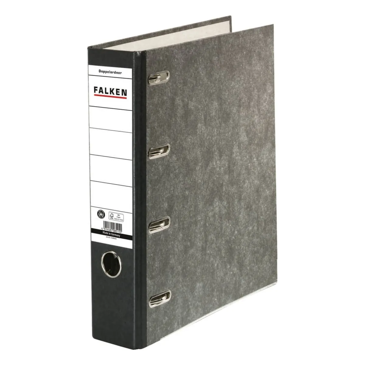 Falken Doppelordner - 2x A5 quer, 70 mm, Wolkenmarmor, schwarz
