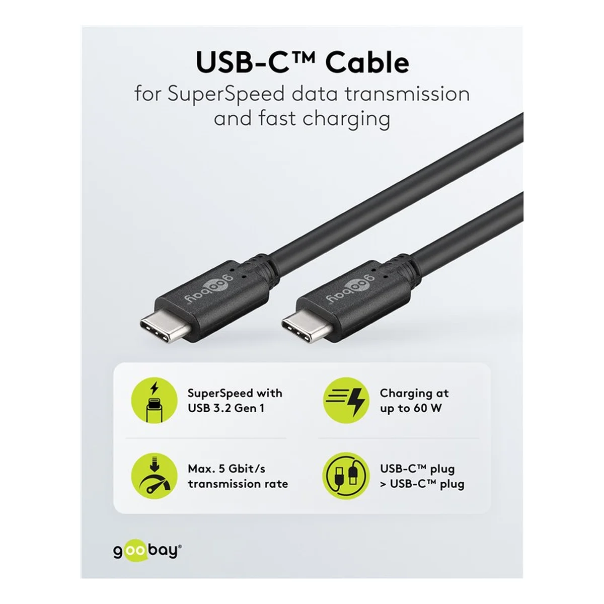 USB-C™-Kabel, 1 m, schwarz