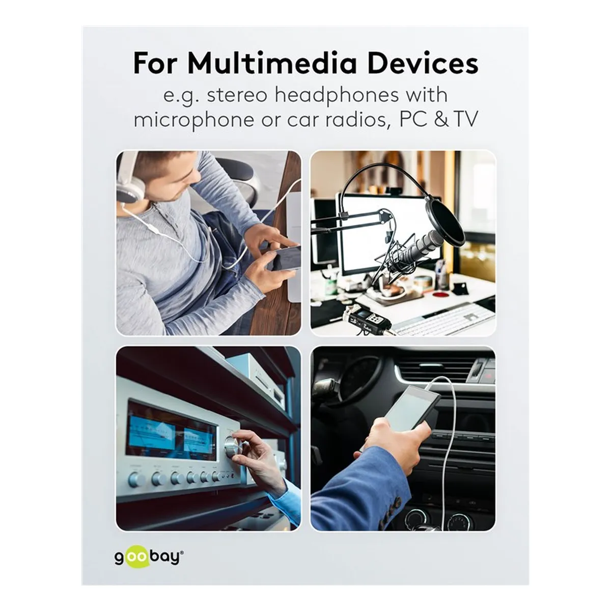 Goobay Kopfhörer- und Audio Verlängerungskabel AUX, 4-pol. 3,5 mm slim, CU