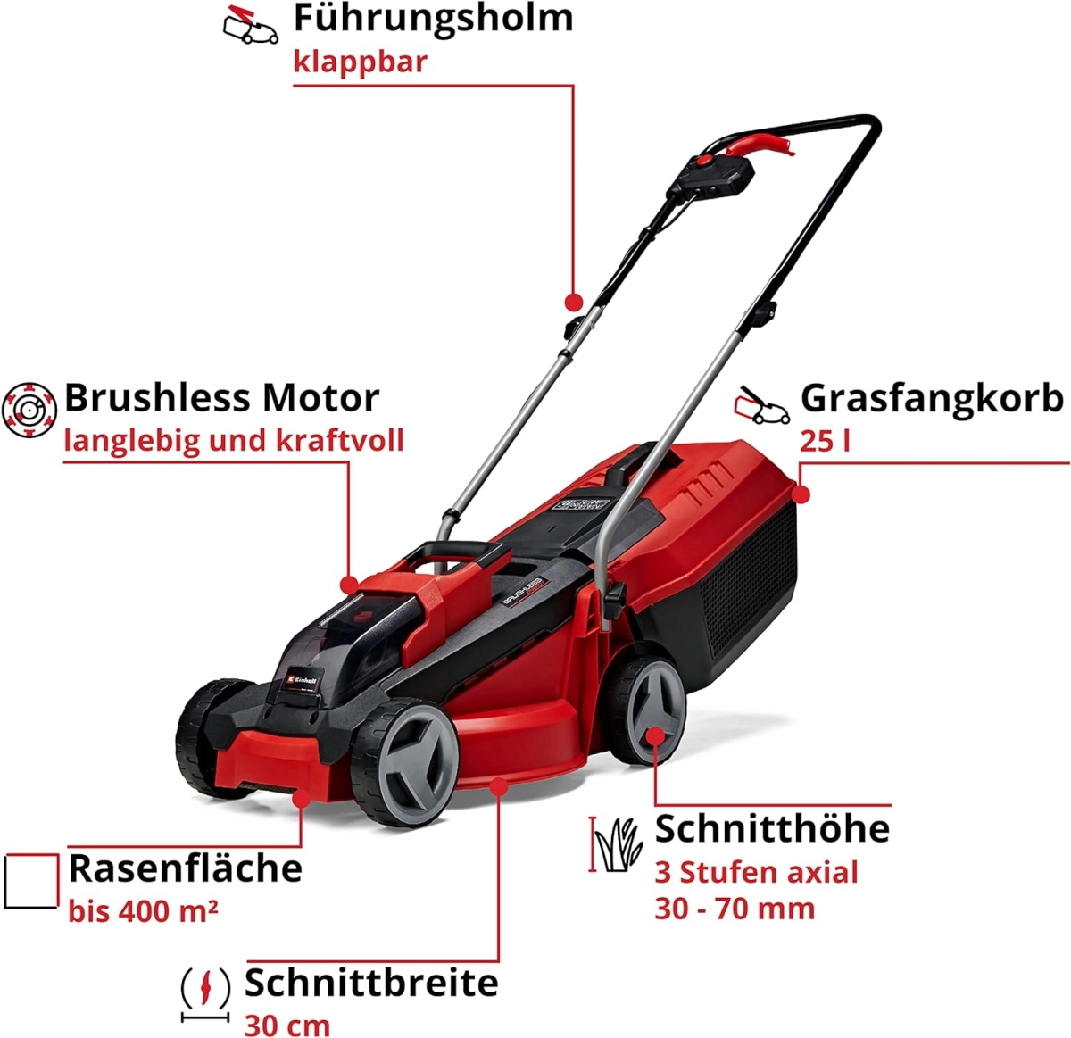 Einhell Akku-Rasenmäher GE-CM 18/30 Li-Solo