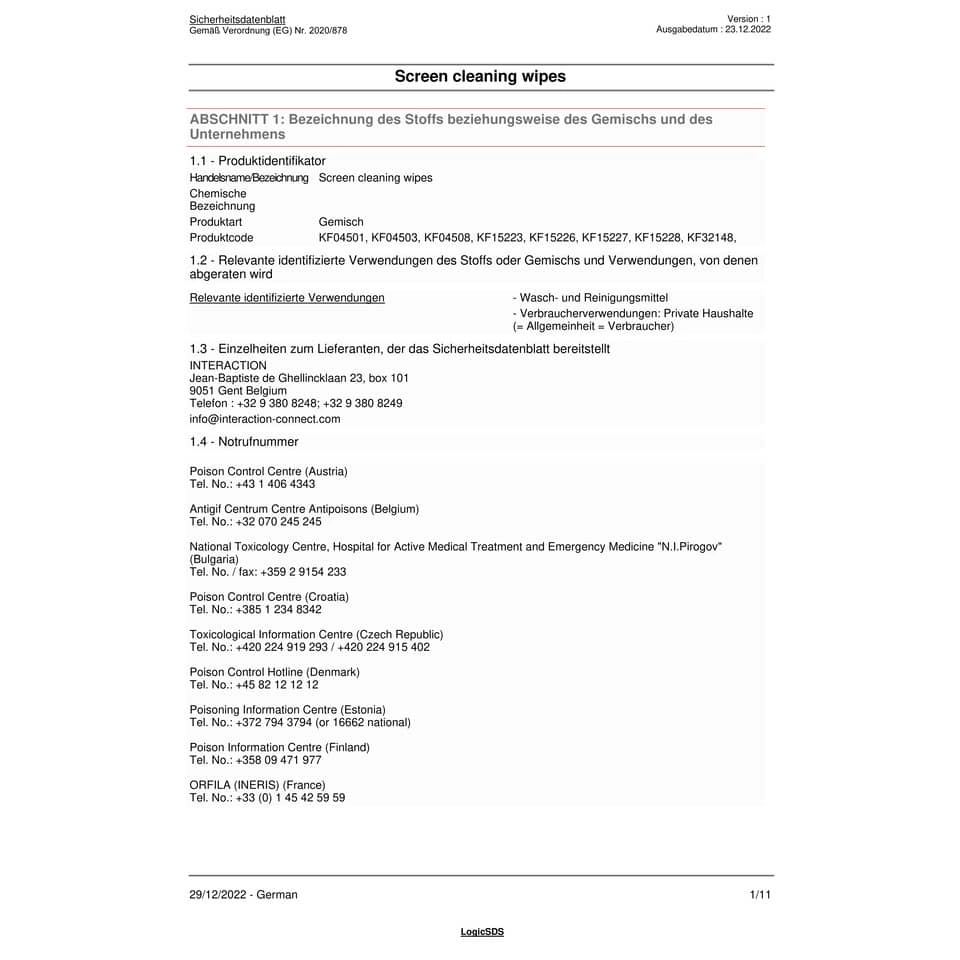 Q-Connect Reinigungstücher für Bildschirm/TV-Bildschirm/Tablet PCs
