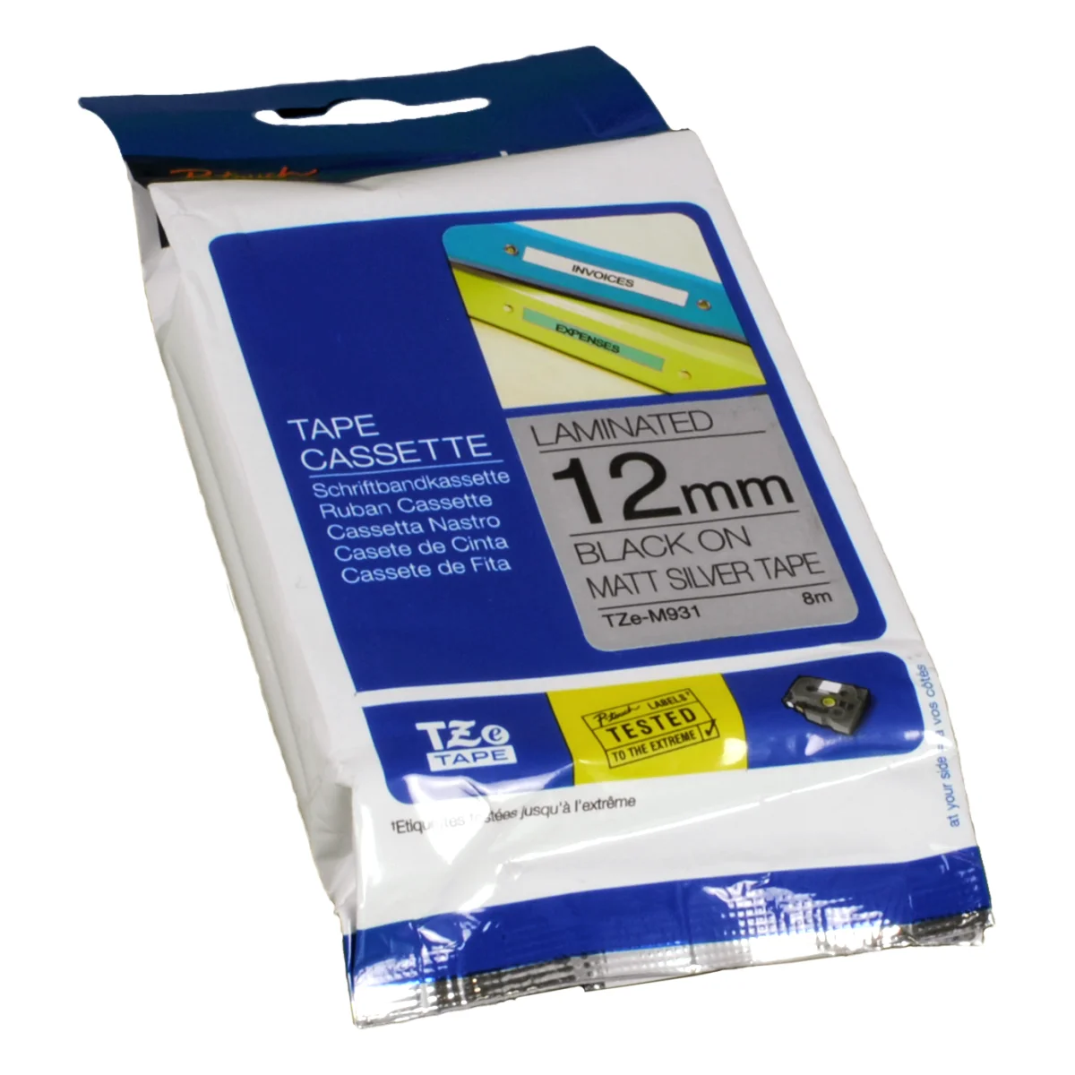 Brother P-Touch Band TZe-M931  schwarz auf silber matt  12mm / 8m  laminiert