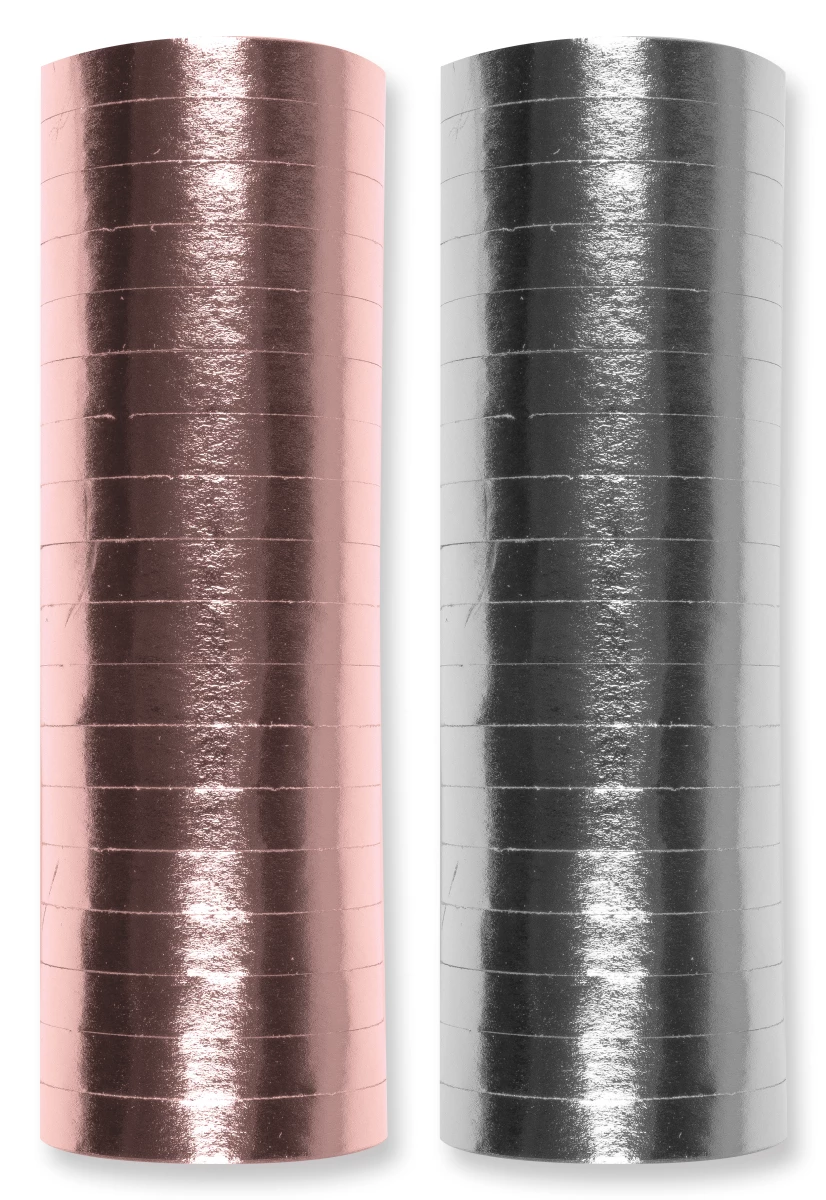 Stylex Luftschlangen, 18er Röllchen, roségold und silber