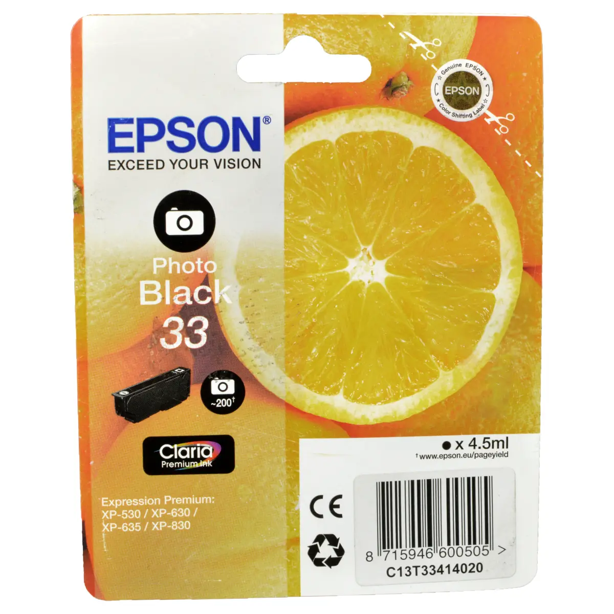 Druckerpatrone Epson 33 foto-schwarz 4,5 ml | 200 Seiten (C13T33414012)
