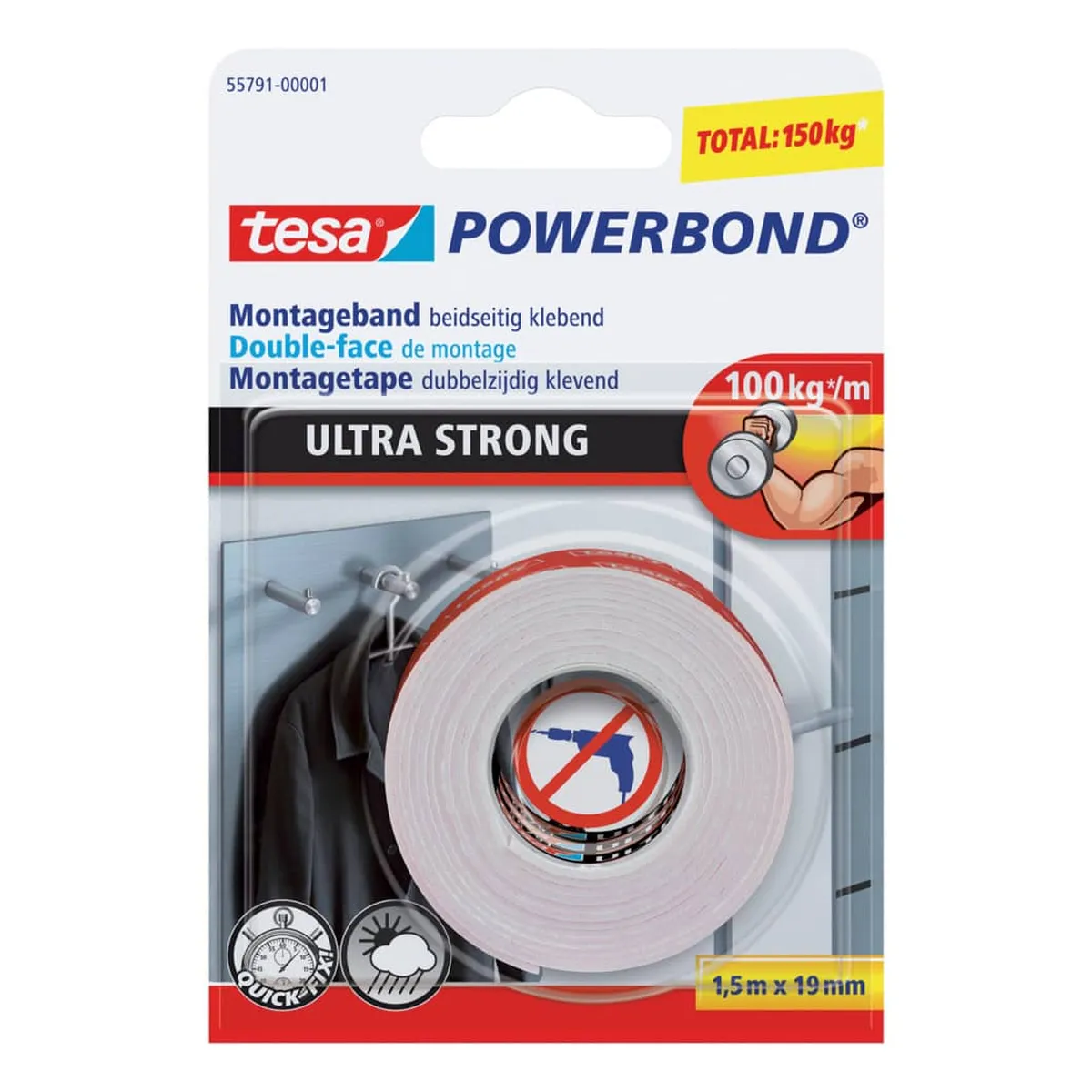 tesa® Montageband Powerbond® - 19 mm x 1,5 m, extra stark