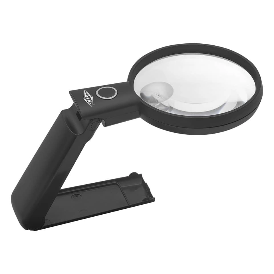 WEDO Tischlupe Ø 9 cm mit Standfuß - beleuchtet,  2-fach, schwarz