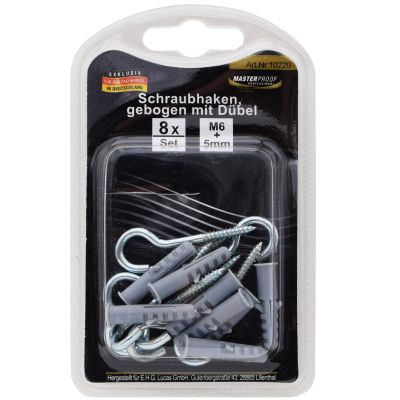 Masterproof Schraubhaken-Set 'gebogen' , 5mm