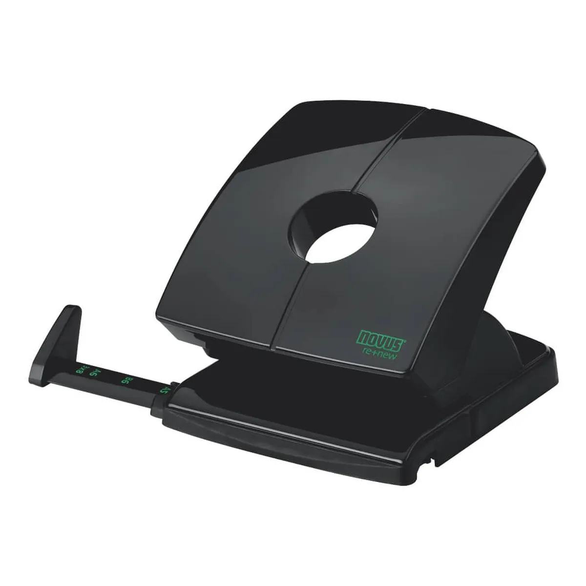 Novus Locher B230 re+new - 30 Blatt, 4-fach Lochung möglich, Anschlagschiene, schwarz