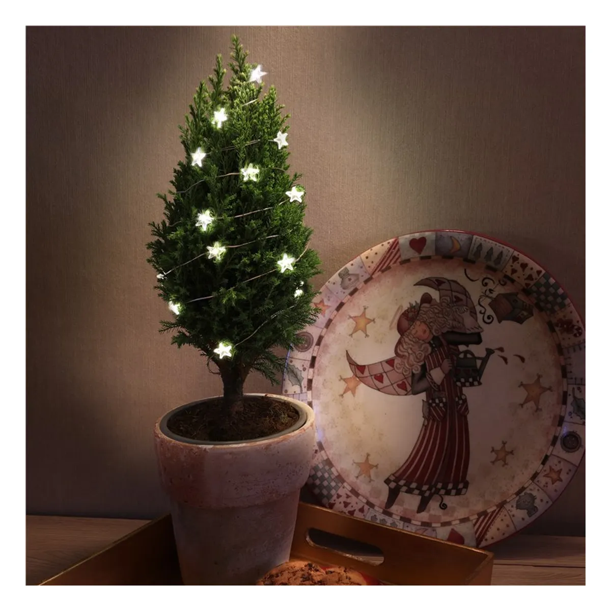 Goobay 20er LED-Silberdraht-Lichterkette “Sterne“