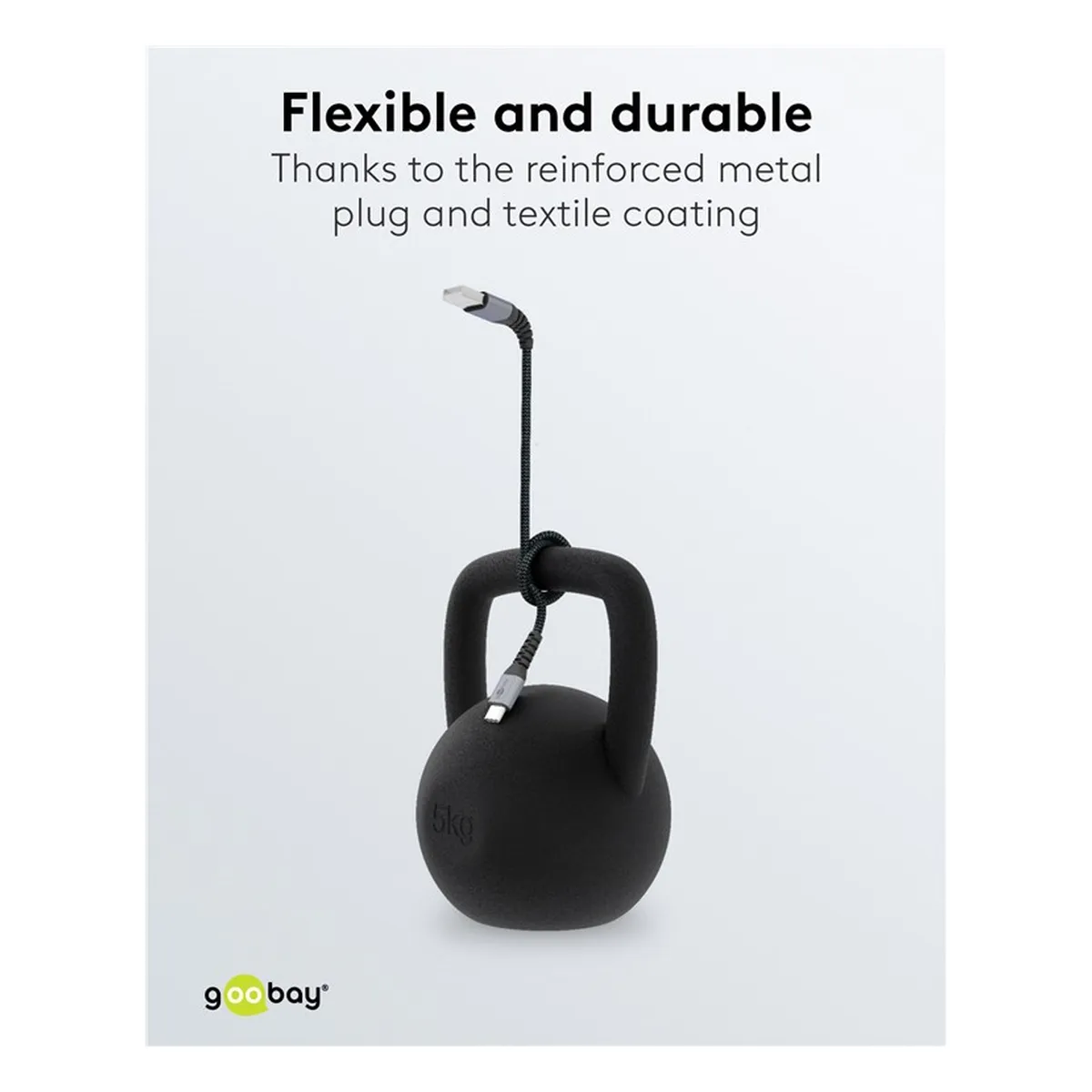 Goobay USB-C™ auf USB-A Textilkabel mit Metallsteckern (space grau/silber) 1 m