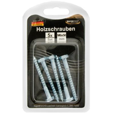 Masterproof Holzschrauben M6x50mm, 5 Stück
