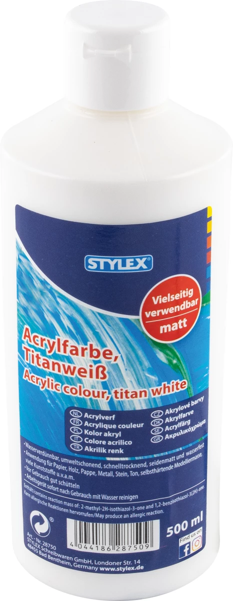 Acrylfarbe, 500 ml, titanweiß