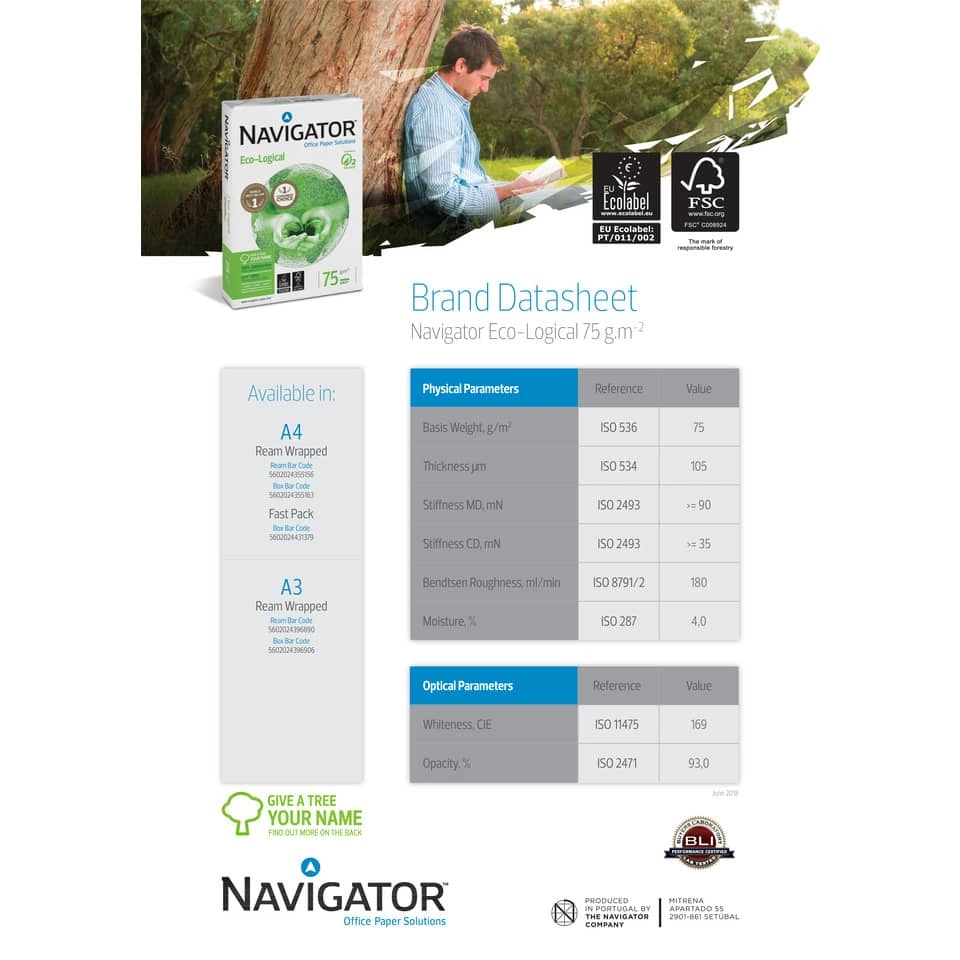 Navigator Eco-Logical - A4, 75 g/qm, weiß, 500 Blatt