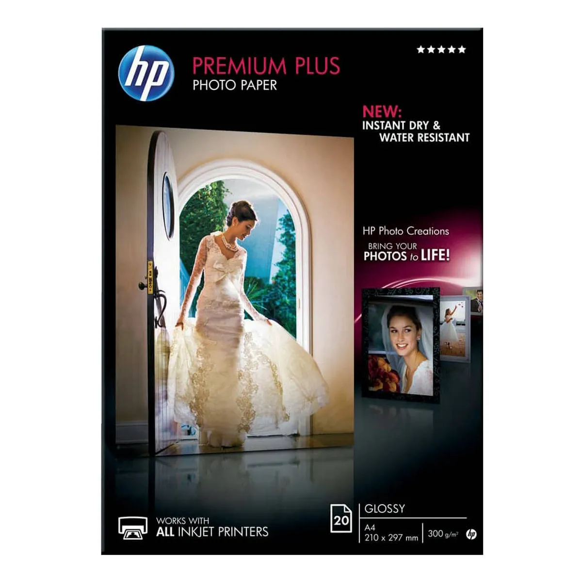 HP Premium Plus Fotopapier - DIN A4, hochglänzend, 300 g/qm, 20 Blatt