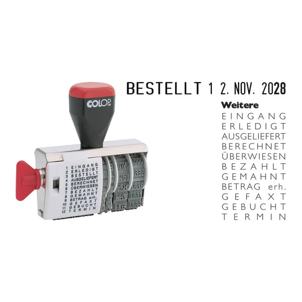 COLOP Bänderstempel - 4 mm Datum, 12 Texte