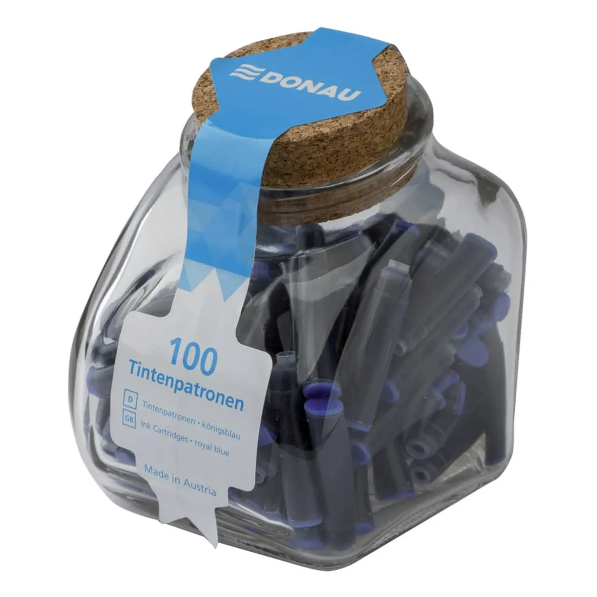 DONAU Tintenpatronen - königsblau, 100 Stück im Glas