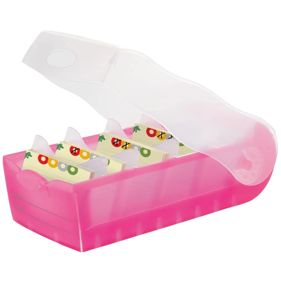HAN Karteibox CROCO - A7 quer, für 900 Karten,  pink-transluzent