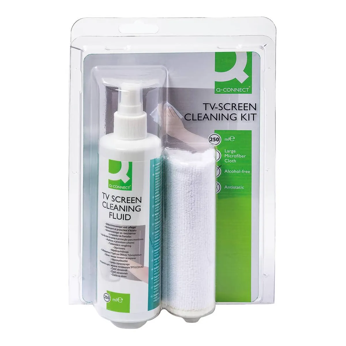 Q-Connect Reinigungsset - Spray 250 ml inkl. Tuch sort.