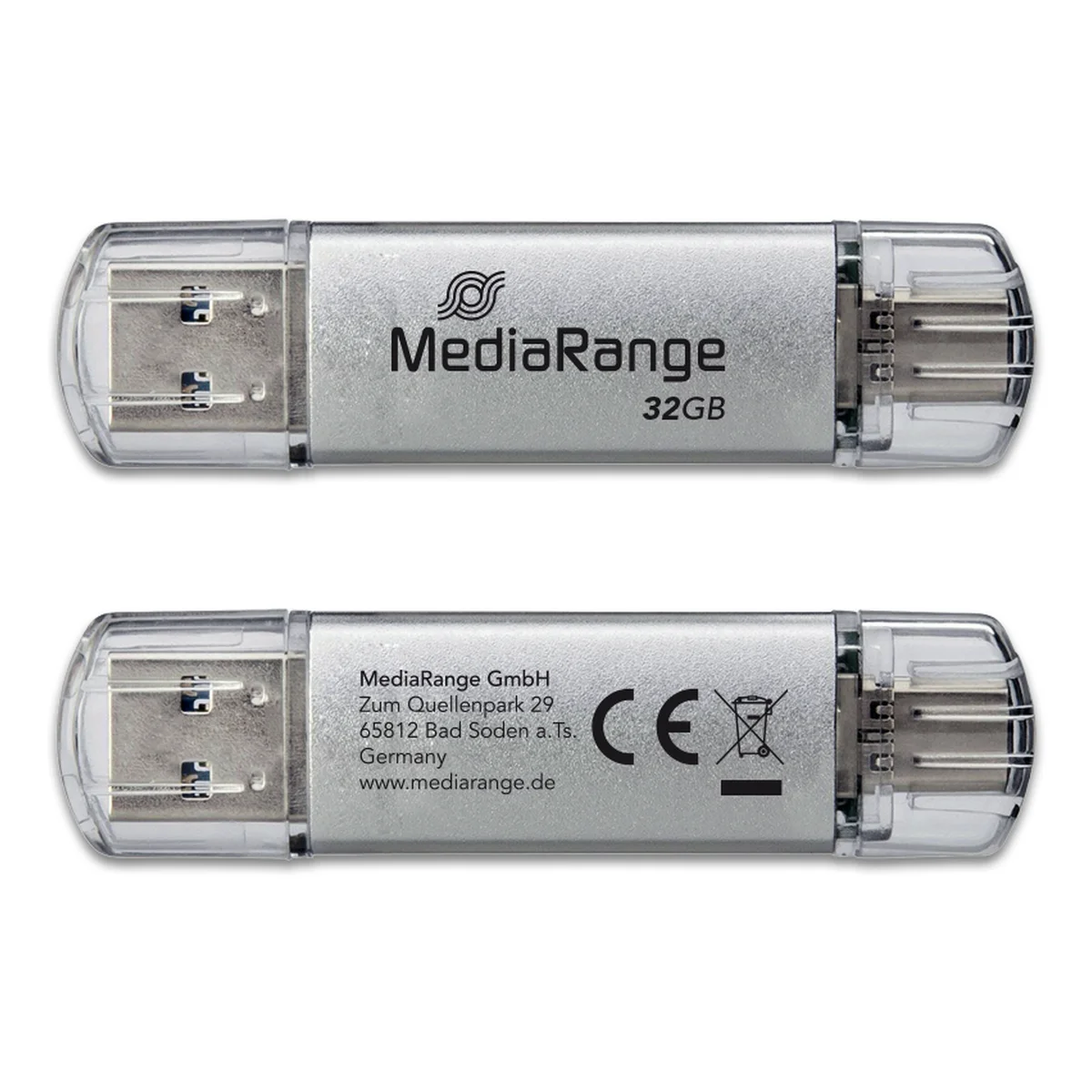 MediaRange USB Stick 3.1 Kombo-Speicherstick, mit USB Type-C™ Stecker - 32 GB