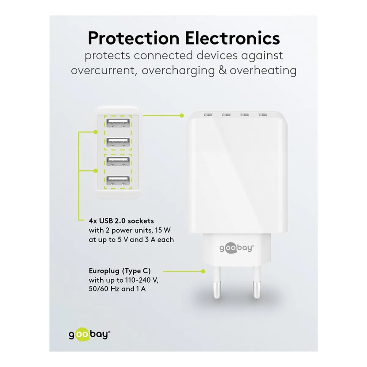 Goobay 4-fach USB-Ladegerät (30W) weiß