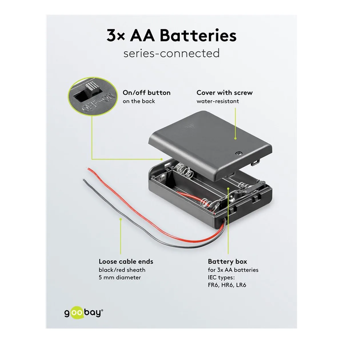 Goobay 3x AA (Mignon) Batteriehalter